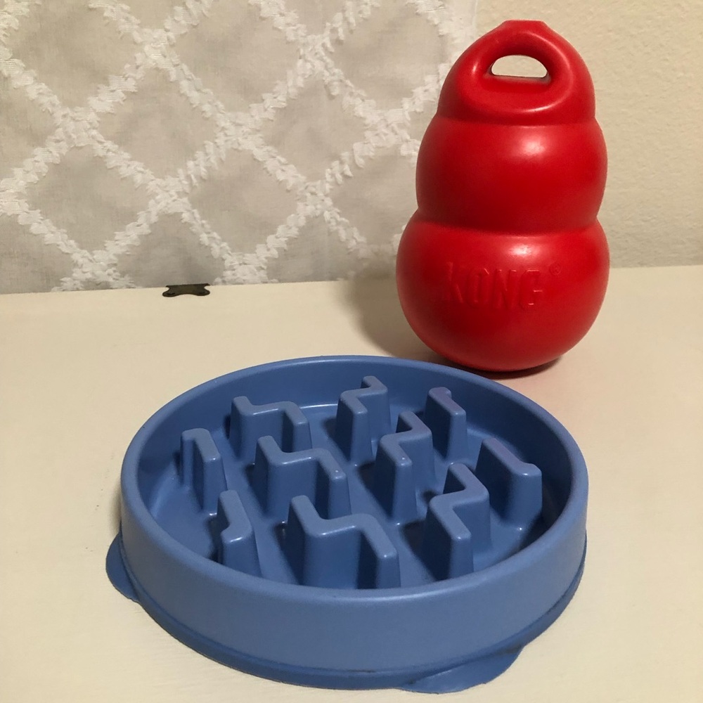 Dog dish
Kong dog toy